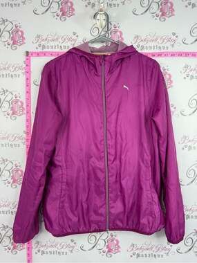 Puma Women's Fuchsia Full-Zip Hooded Windbreaker Jacket